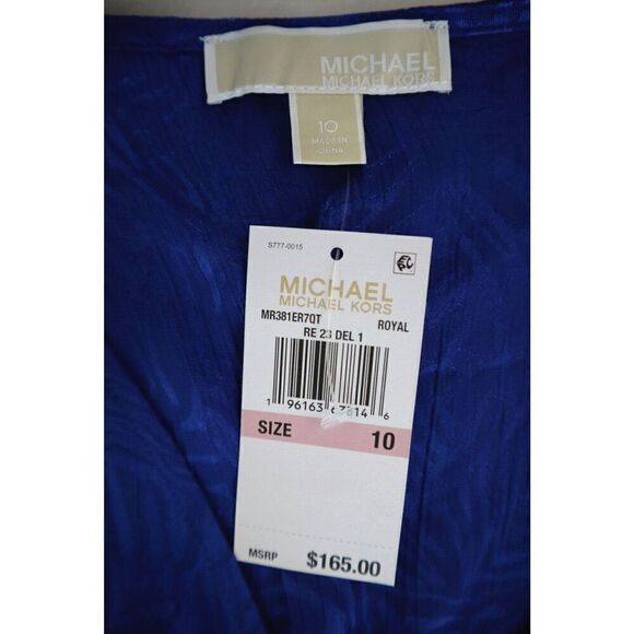 MICHAEL Michael Kors Women Sz 10 Royal Blue Zebra Print Jacquard Tie Dress - Picture 6 of 16